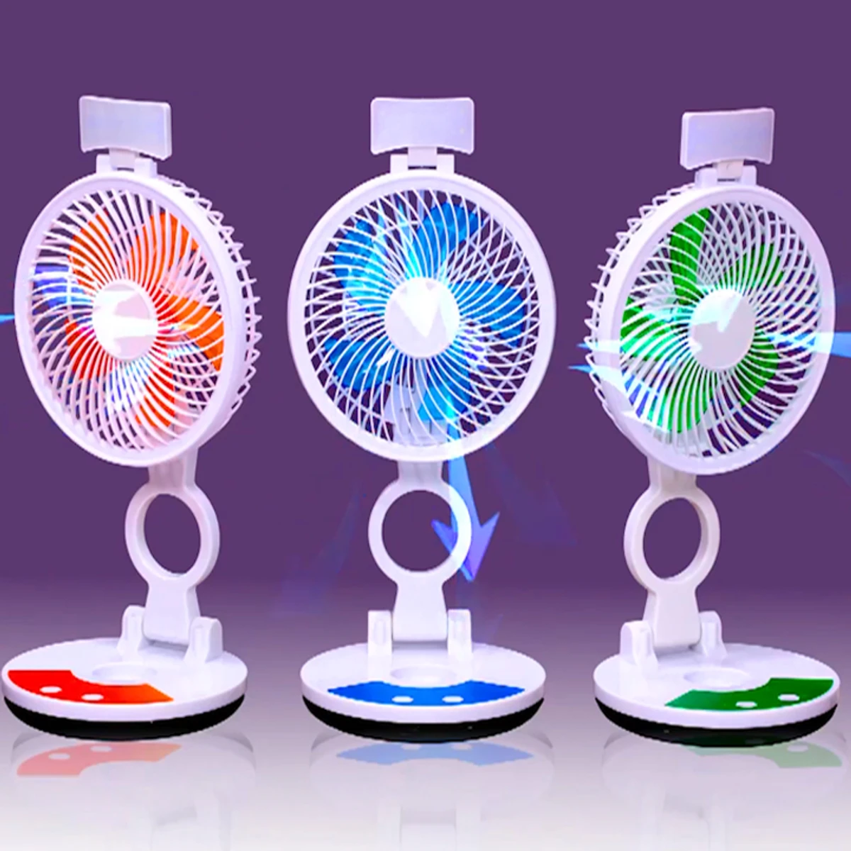 Rechargeable Table Fan With LED Light