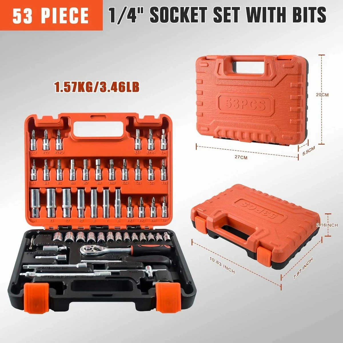 53 pcs Repair Car Tools Box ( 10 Year Replacement Guarantee)